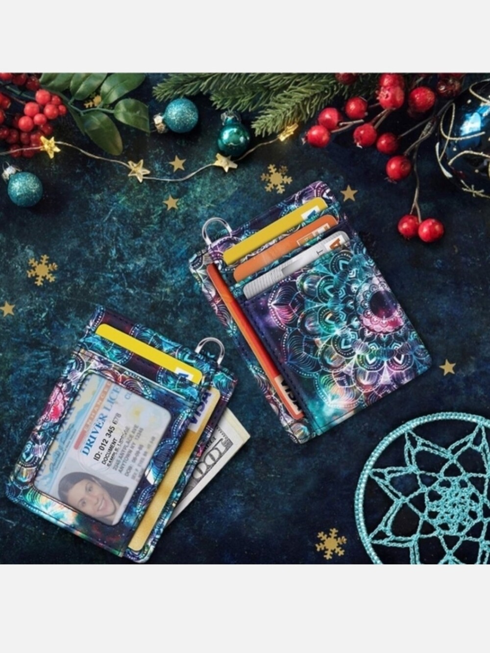Slim Multi-Card Wallet Case in Teal Purple - Compact Phone Accessory